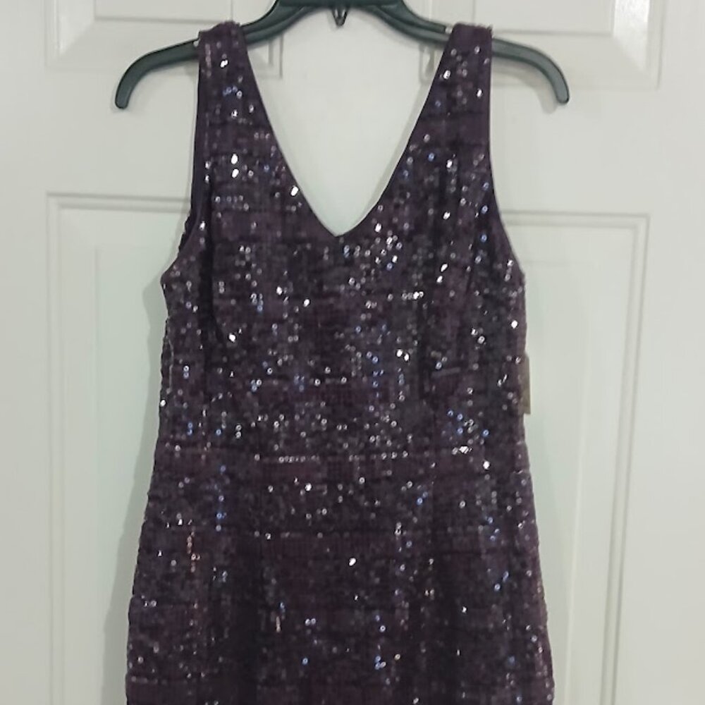 SD Collection Sequin Cocktail Dress Plum Above the Knee Sheath Style Sz 10